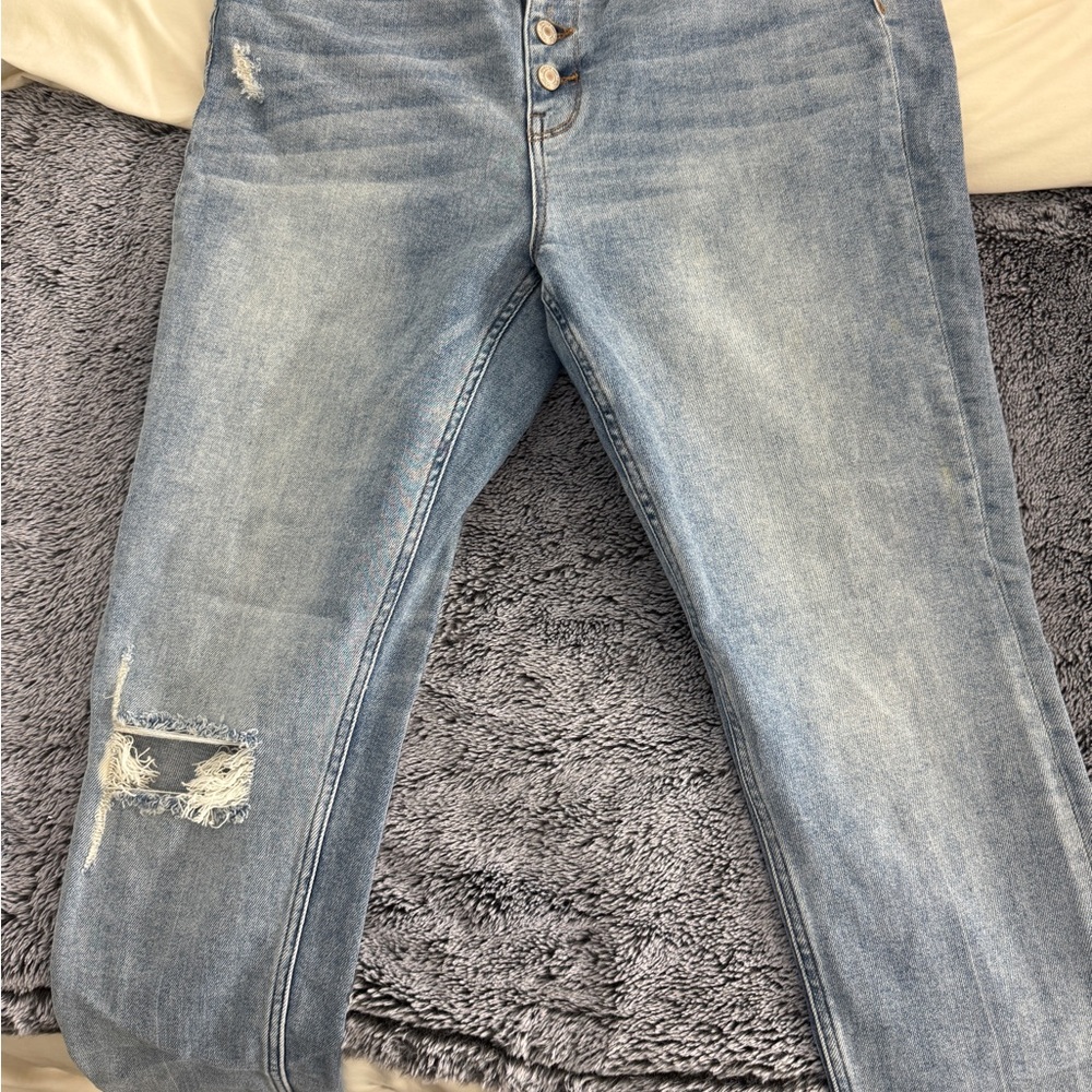VERVET BY FLYING MONKEY High Rise Light Blue Distressed Jeans